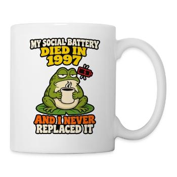 Soziale Batterie starb 1997 Lustiger introvertierter Frosch - Tasse - Weiß - Rechts