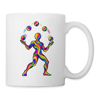 Psychedelischer Jongleur – Bunte Jonglage mit fünf - Tasse - Weiß - Rechts