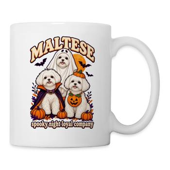 Spooky Night Loyal Company – Maltesischer Halloween-Hund - Tasse - Weiß - Rechts