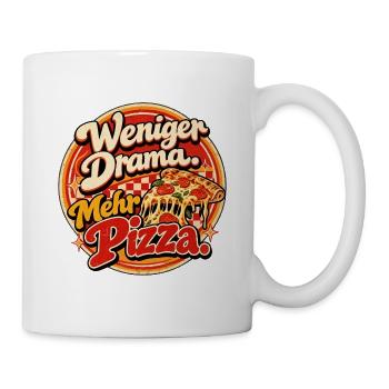 Weniger Drama Mehr Pizza - Tasse - Weiß - Rechts