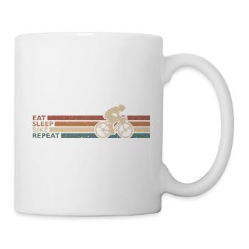 Eat Sleep Bike Repeat Für Radfahrer Radsport Retro - Tasse - Weiß - Rechts