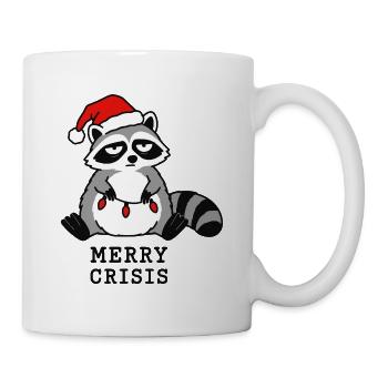 Merry Crisis Lustiges Weihnachts-Waschbär-Meme - Tasse - Weiß - Rechts