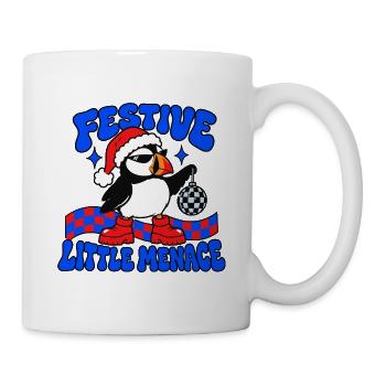 Festliche kleine Bedrohung Lustiger Weihnachtspuffin - Tasse - Weiß - Rechts