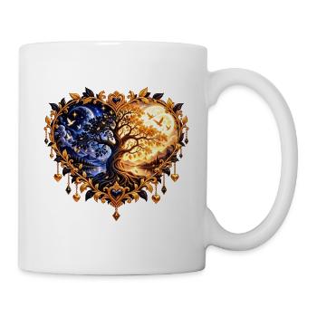 Herzbaum Tag Nacht Harmonie - Tasse - Weiß - Rechts