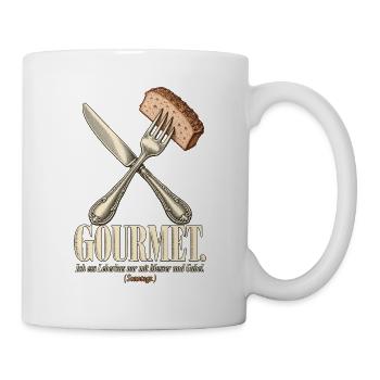 Gourmet Leberkas mit Messer und Gabel - Tasse - Weiß - Rechts