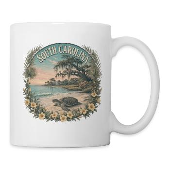 South Carolina – USA State Beach Vintage Art - Tasse - Weiß - Rechts