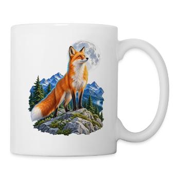 Wolf heult vor dem Mond Mondlicht Wolf wilde Tiere - Tasse - Weiß - Rechts
