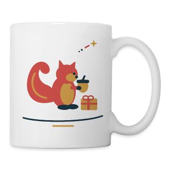 Eichhörnchen packt Nussgeschenke – Weihnachten - Tasse - Weiß - Rechts