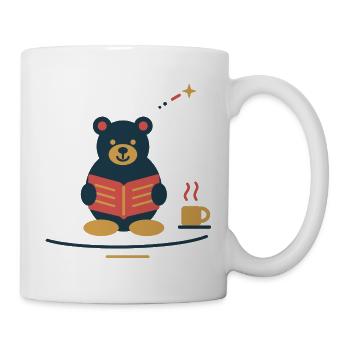 Bär liest Wintergeschichten – gemütlicher Advent - Tasse - Weiß - Rechts