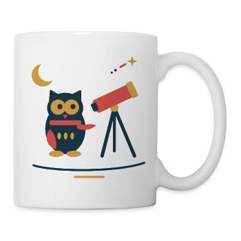 Eule am Sternenteleskop – Winterastronomie - Tasse - Weiß - Rechts