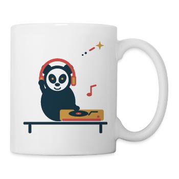 Panda am Plattenspieler – gemütliche Vinylpause - Tasse - Weiß - Rechts