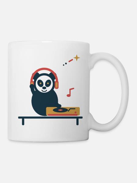 Panda am Plattenspieler – gemütliche Vinylpause - Tasse - Weiß