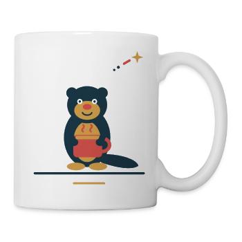 Otter mit Kaffeetasse – kleine Kaffeeauszeit - Tasse - Weiß - Rechts