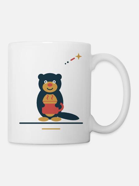 Otter mit Kaffeetasse – kleine Kaffeeauszeit - Tasse - Weiß