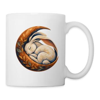 Schlafendes Kaninchen in einem Mondsichel - Tasse - Weiß - Rechts