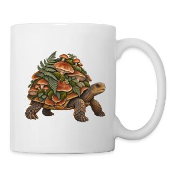 Unterwuchsschildkröte mit Pilzen - Tasse - Weiß - Rechts