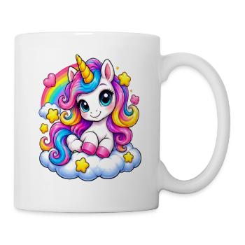 Regenbogen Unicorn auf Wolke - Tasse - Weiß - Rechts