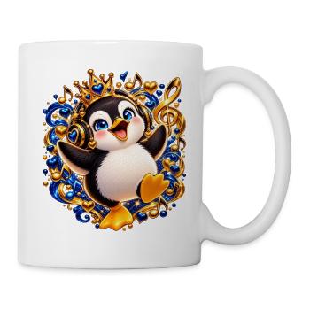 Königlicher Pinguin mit Musikglanz - Tasse - Weiß - Rechts