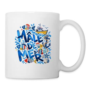 Männlicher Sea Nautical Illustrated Ocean Blue - Tasse - Weiß - Rechts