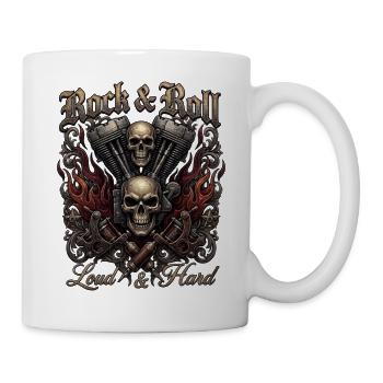 Rock & Roll Skull Flames  - Tasse - Weiß - Rechts