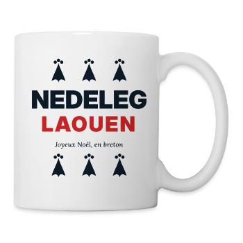 Nedeleg Laouen – Frohe Weihnachten auf Bretonisch - Tasse - Weiß - Rechts