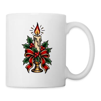 Kerzenbeleuchteter Stechpalmen-Weihnachtsbogen - Tasse - Weiß - Rechts