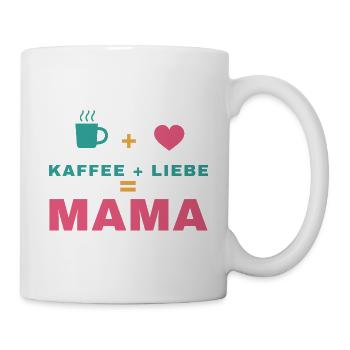 Kaffee + Liebe = Mama – Geschenk für Mama - Tasse - Weiß - Rechts