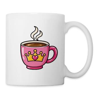 Prinzessinnen Kaffee – Rosa Tasse mit Krone - Tasse - Weiß - Rechts