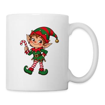 Freche Weihnachtselfe mit Zuckerstange - Tasse - Weiß - Rechts