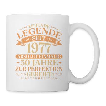 Jahrgang 1977 geboren 50. Geburtstag Geschenk - Tasse - Weiß - Rechts