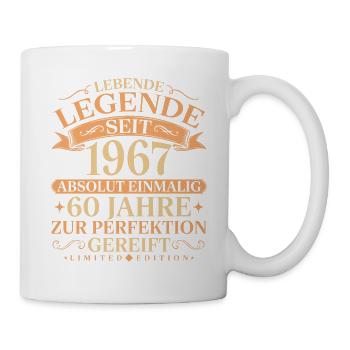 Jahrgang 1967 geboren 60. Geburtstag Geschenk - Tasse - Weiß - Rechts