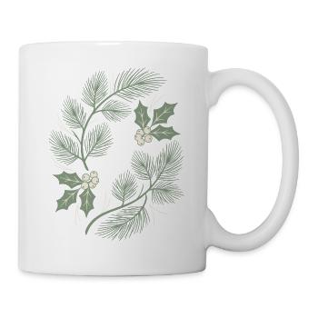 Pine & Holly Botanical Christmas Motiv - Tasse - Weiß - Rechts