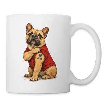 Französische Bulldogge Mom Mit Herz - Tasse - Weiß - Rechts