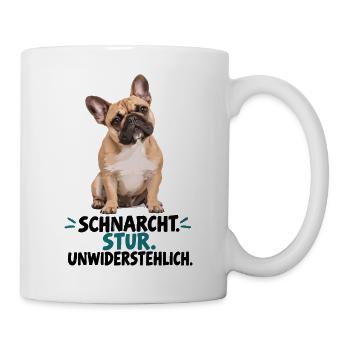 Französische Bulldogge Schnarcht Stur - Tasse - Weiß - Rechts