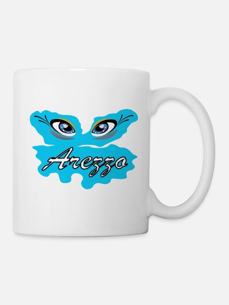 Arezza Blue Eyes-Logo auf Splash - Tasse - Weiß