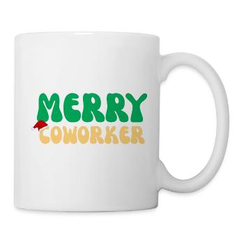 Frohe Kollegin Weihnachtsbüro Geheimes Weihnachtsmanngeschenk - Tasse - Weiß - Rechts