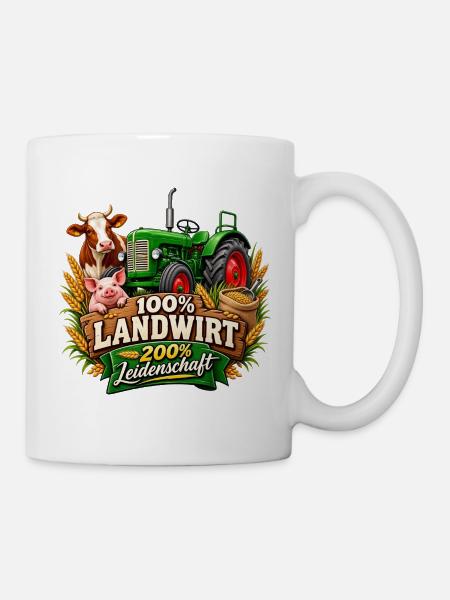 Landwirt Leidenschaft Traktor Design - Tasse - Weiß