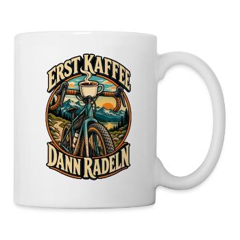 Erst Kaffee dann radeln – Fahrrad & Kaffee - Tasse - Weiß - Rechts