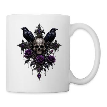 Gothic Totenkopf Rosen - Tasse - Weiß - Rechts