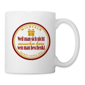 Wichteln Shirt – Lustiges Secret Santa Geschenk - Tasse - Weiß - Rechts