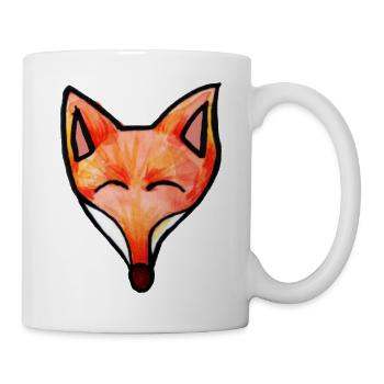 Aquarell Fuchskopf-Lächeln - Tasse - Weiß - Rechts