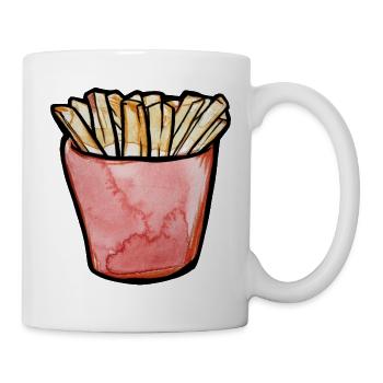 Aquarellpommes frites in Pink Cup - Tasse - Weiß - Rechts
