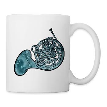Blaues Aquarell-Waldhorn - Tasse - Weiß - Rechts