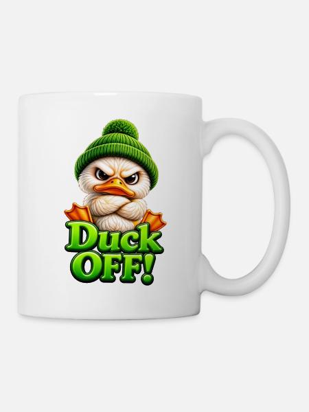 Ente Mütze Grimmig Duck Off - Tasse - Weiß