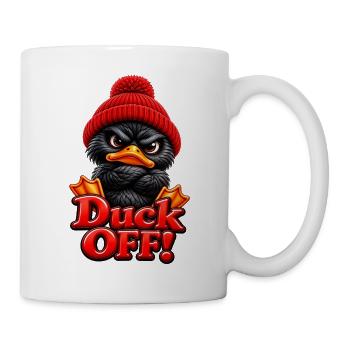 Grimmige Ente mit Mütze Duck Off - Tasse - Weiß - Rechts