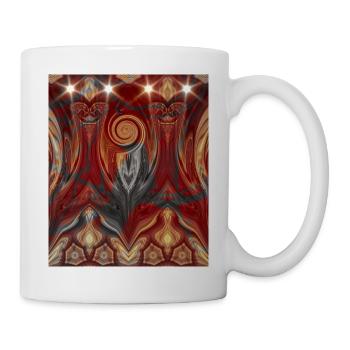 Weihnachtspiralmuster mit Raben Silhouette  - Tasse - Weiß - Rechts