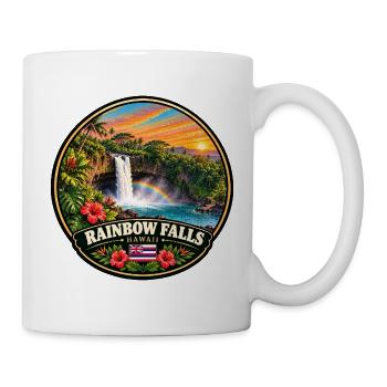Rainbow Falls Hawaii Wasserfall Natur Wald - Tasse - Weiß - Rechts