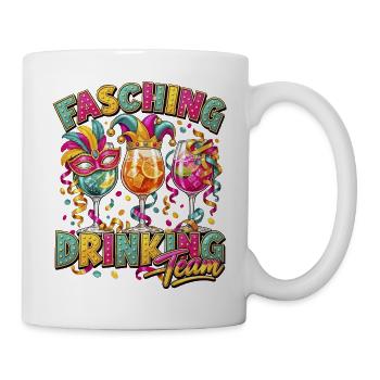 Fasching Drinking Team – Bunte Partygläser - Tasse - Weiß - Rechts