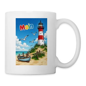EG Moin Leuchtturm Urlaub Boot Meer Sand Maritim - Tasse - Weiß - Rechts