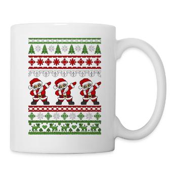 Dabbender Weihnachtsmann – Ugly Christmas Strickmu - Tasse - Weiß - Rechts